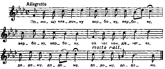 Помощу кладочку – нотний запис