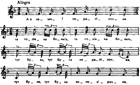 Перепілка – нотний запис