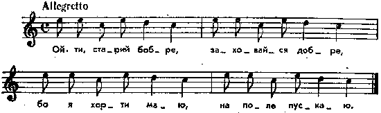 Гра в «бобра» – нотний запис