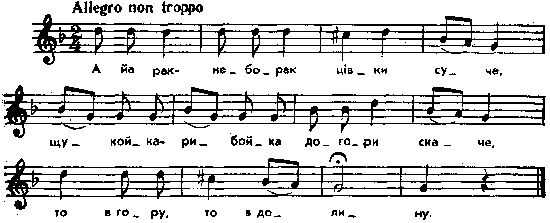 «Рак-неборак» – нотний запис