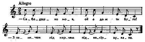 Сабадашка – нотний запис