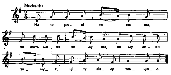 На городі калюжа – нотний запис