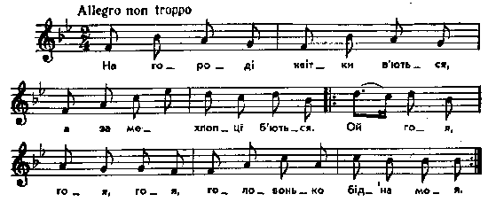 На городі квітки в’ються – нотний запис