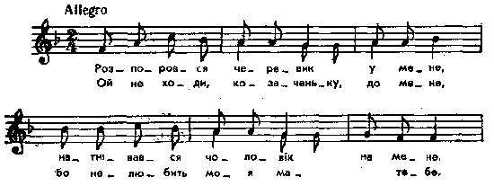 Розпоровся черевик у мене – нотний запис