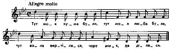 Тут моя кума була – нотний запис