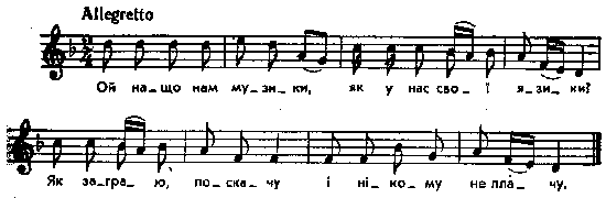 Ой нащо нам музики – нотний запис