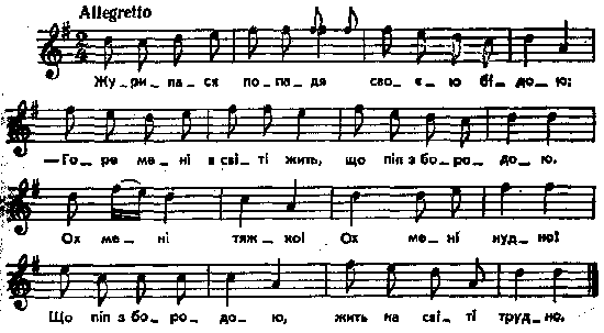 Попадя – нотний запис