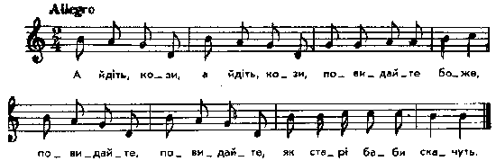 А йдіть, кози (2) – нотний запис