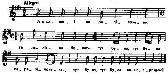 А в нашої перепілоньки – нотний запис