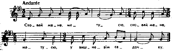 Сховай мене, матусю – нотний запис