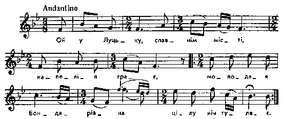 Ой у Луцьку, славнім місті, капелія грає – нотний запис