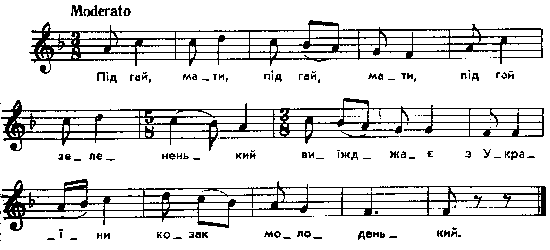 Під гай, мати – нотний запис