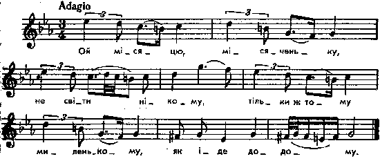 Ой місяцю-місяченьку – нотний запис