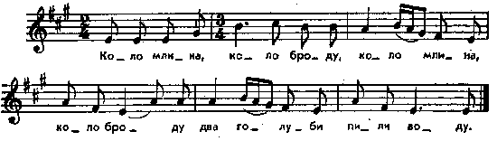 Коло млина, коло броду – нотний запис