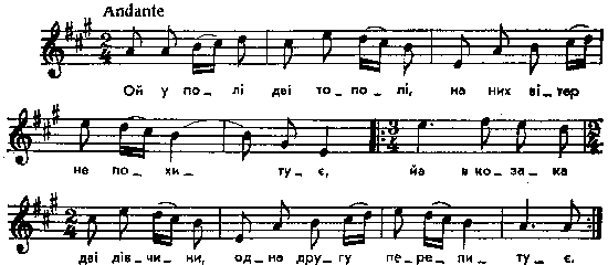 Ой у полі дві тополі – нотний запис