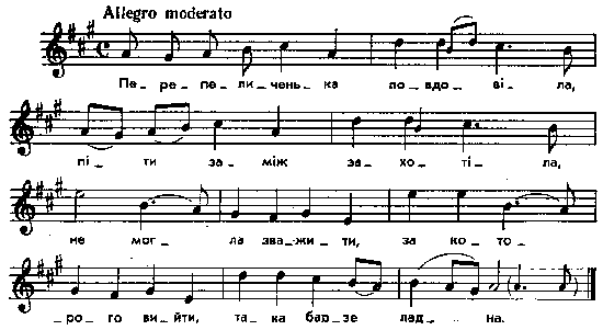 Перепеличенька повдовіла – нотний запис