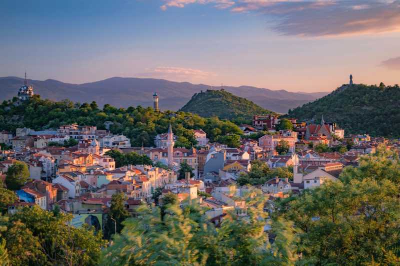 Modern panorama of the city Plovdiv